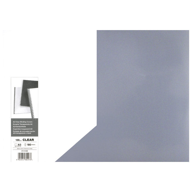 Platnice za spiralno vezavo 180my pvc a3 pk100 gbc cf121880 prozorne