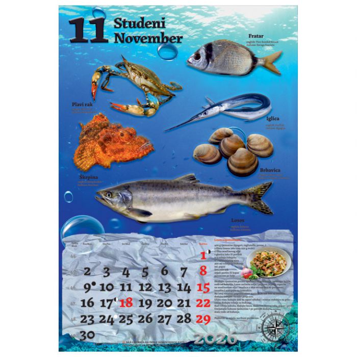 KALENDAR "RIBARNICA 2026" 13 LISTOVA, SPIRALA