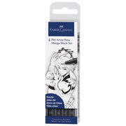 FLOMASTER PITT ARTIST MANGA BLACK SET PK4 FABER CASTELL 167132 CRNI BLISTER