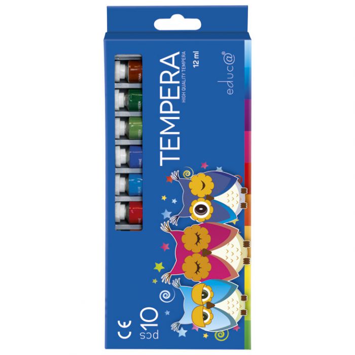 BOJA TEMPERA 12ML ALUMINIJSKA TUBA 10BOJA/KARTON EDUCA BLISTER