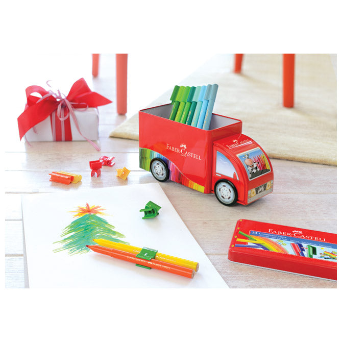 FLOMASTER ŠKOLSKI  33BOJE U METALNOJ KUTIJI CONNECTOR TRUCK FABER CASTELL 155533