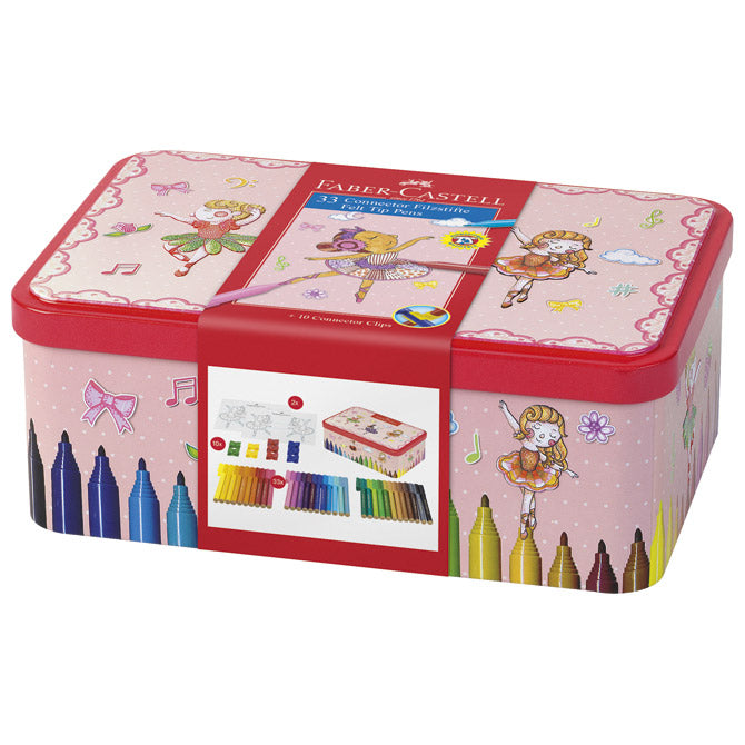 FLOMASTER ŠKOLSKI  33BOJE U METALNOJ KUTIJI CONNECTOR BALERINA FABER CASTELL 155534