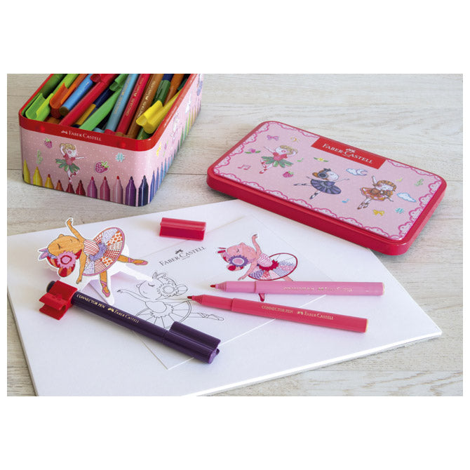 FLOMASTER ŠOLSKI 33BARVE V KOVINSKI ŠKATLI CONNECTOR BALERINA FABER CASTELL 155534