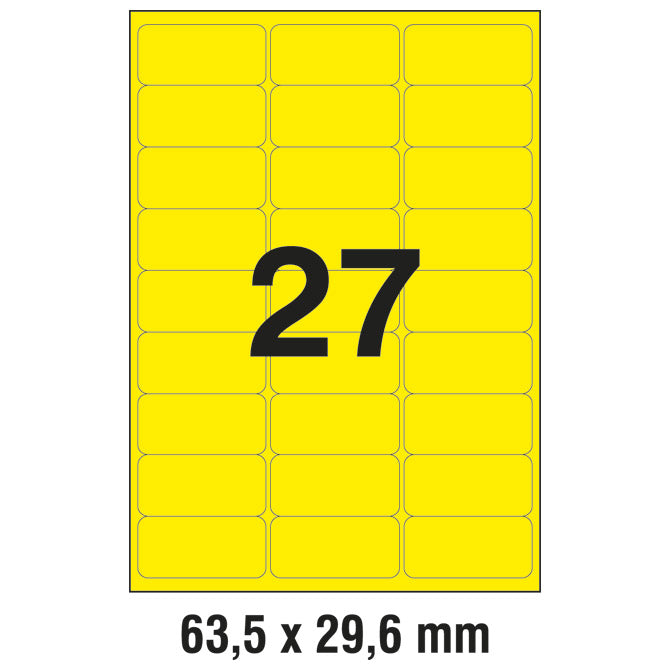 ETIKETE LK  63,5X29,6MM PK25L ZWECKFORM L6004-25 NEON ŽUTE