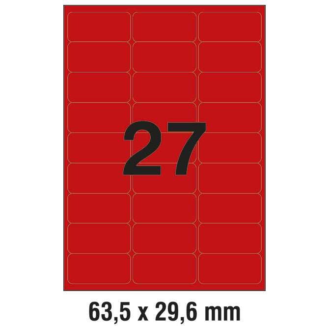 ETIKETE LK  63,5X29,6MM PK25L ZWECKFORM L6003-25 NEON CRVENE