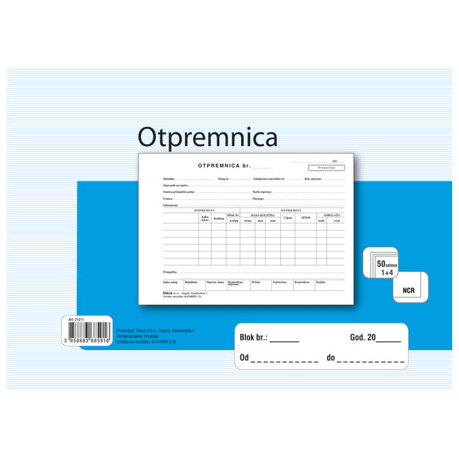 OBRAZAC A-21/NCR OTPREMNICA A5 1 PLUS 4 FOKUS