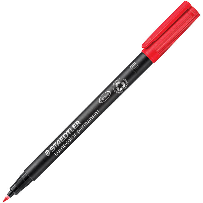 PERMANENTNI OZNAČEVALEC 0,6MM RECIKLIRAN LUMOCOLOR STAEDTLER 318-2 RDEČI