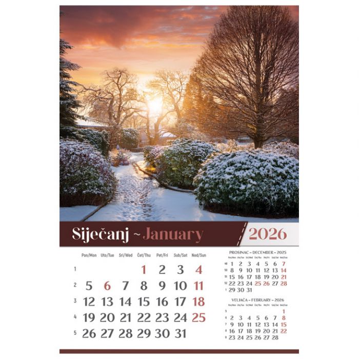 KALENDAR "VRTOVI 2026" 13 LISTOVA, SPIRALA