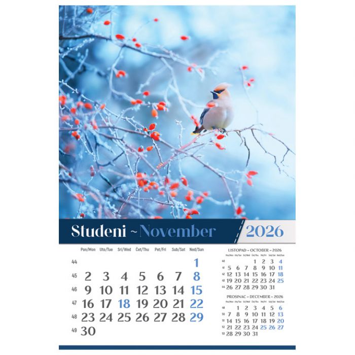 KALENDAR "VRTOVI 2026" 13 LISTOVA, SPIRALA
