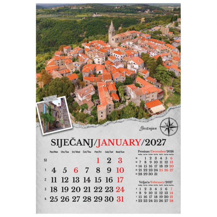 KALENDAR "PUTUJEM HRVATSKOM 2027" 13 LISTOVA, SPIRALA