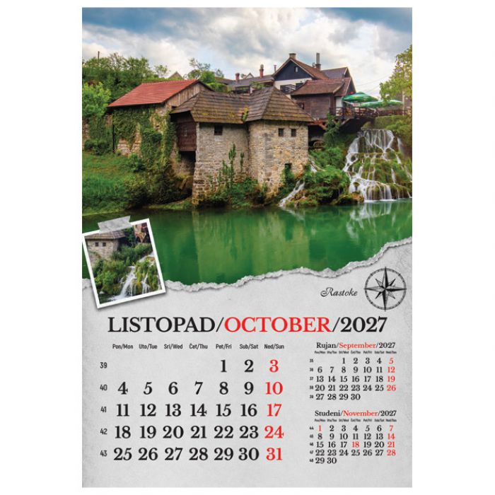 KALENDAR "PUTUJEM HRVATSKOM 2027" 13 LISTOVA, SPIRALA