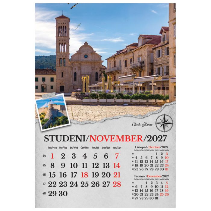 KALENDAR "PUTUJEM HRVATSKOM 2027" 13 LISTOVA, SPIRALA