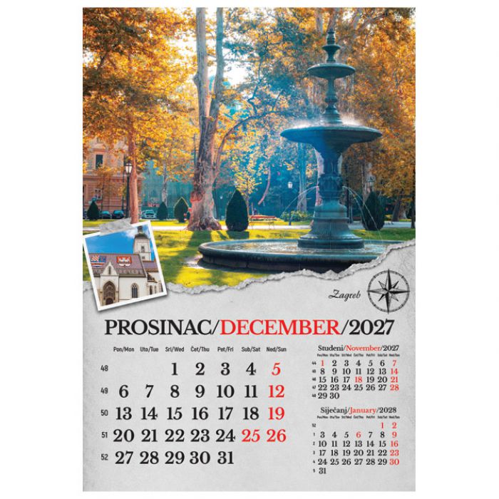 KALENDAR "PUTUJEM HRVATSKOM 2027" 13 LISTOVA, SPIRALA
