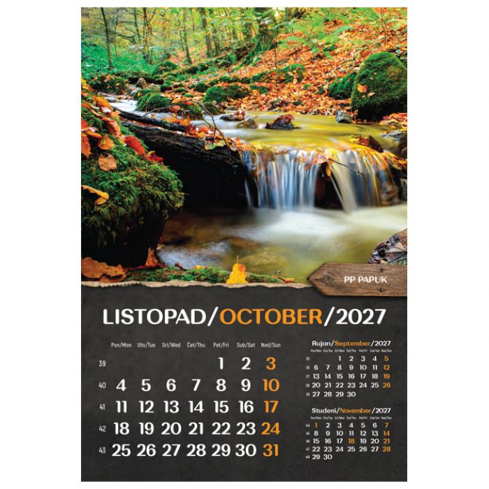 KALENDAR "NACIONALNI PARKOVI I PARKOVI PRIRODE 2027" 13 LISTOVA, SPIRALA