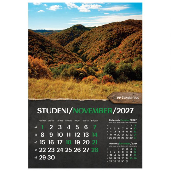 KALENDAR "NACIONALNI PARKOVI I PARKOVI PRIRODE 2027" 13 LISTOVA, SPIRALA