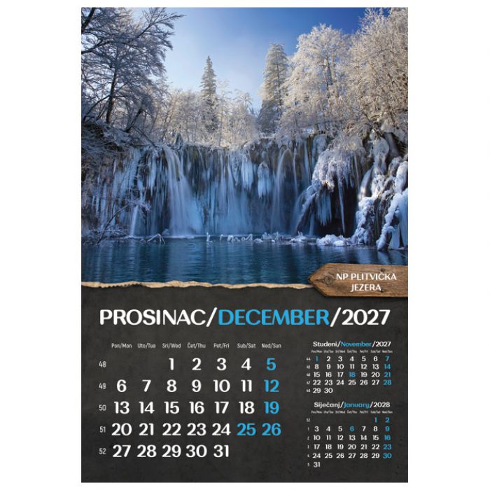 KALENDAR "NACIONALNI PARKOVI I PARKOVI PRIRODE 2027" 13 LISTOVA, SPIRALA