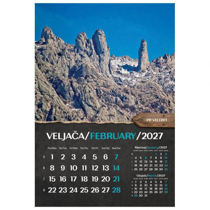 KALENDAR "NACIONALNI PARKOVI I PARKOVI PRIRODE 2027" 13 LISTOVA, SPIRALA