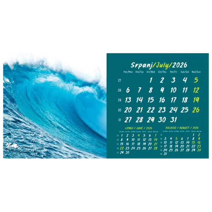 KALENDAR STOLNI MALI 2026. 13 LISTOVA, OBOSTRANI, SPIRALA