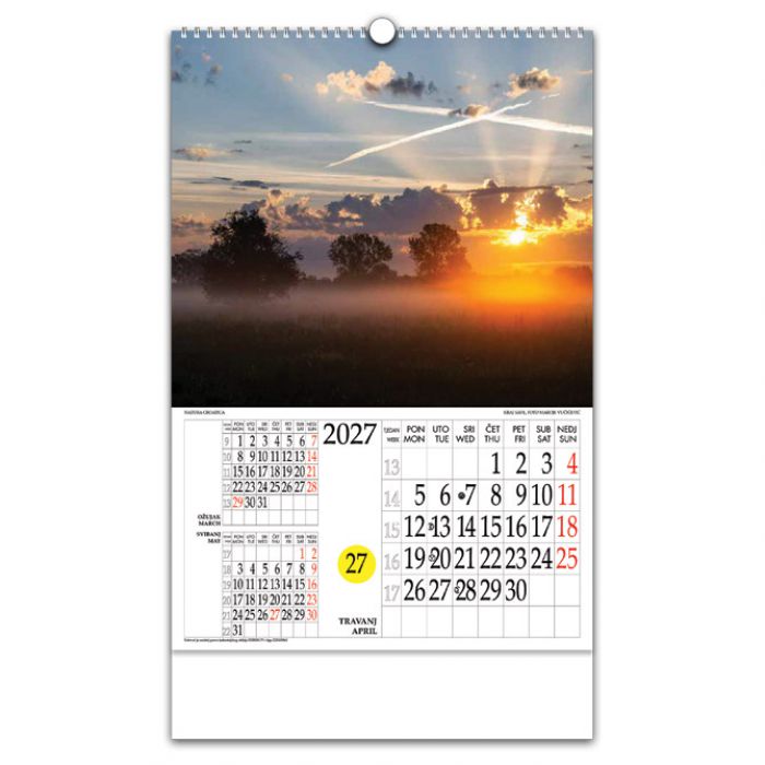KALENDAR "NATURA CROATICA" S ROTACIJSKIM KRUGOM, SPIRALA, NIKOPROM