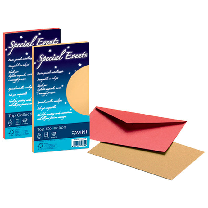 Kuverte za posebne dogodke 11x22cm 120g pk10 favini rdeče
