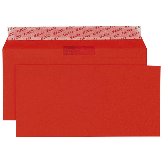 Barvne kuverte 11x23cm strip pk25 elco rdeče