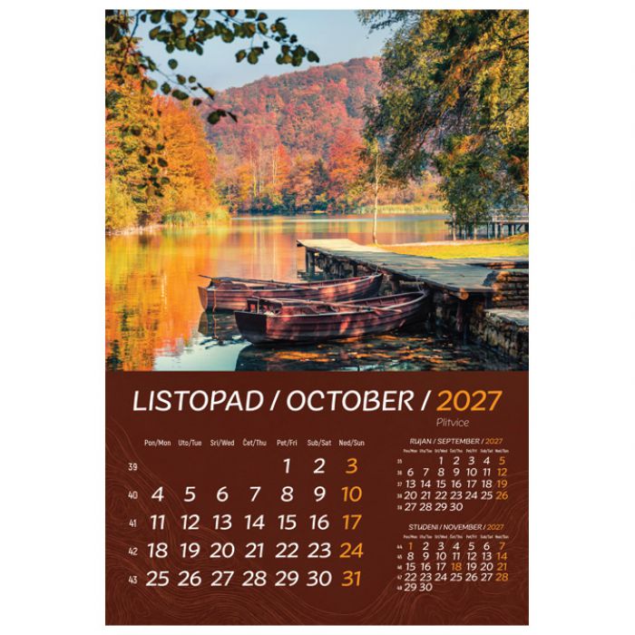 KALENDAR "HRVATSKI PEJZAŽI 2027" 13L, SPIRALA