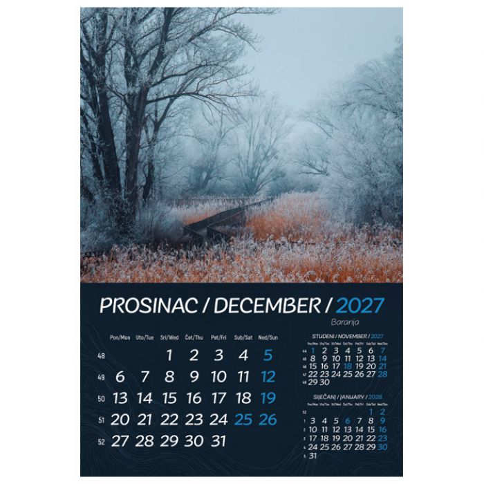 KALENDAR "HRVATSKI PEJZAŽI 2027" 13L, SPIRALA