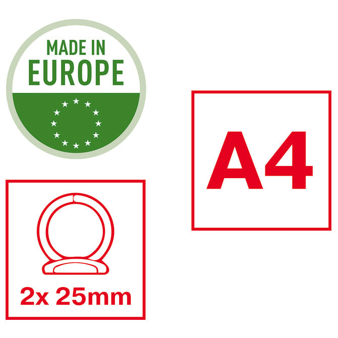 Mapa vložna 2 obroča-fi25mm/hrbtišče-35mm a4 vivida esselte 14449 bela