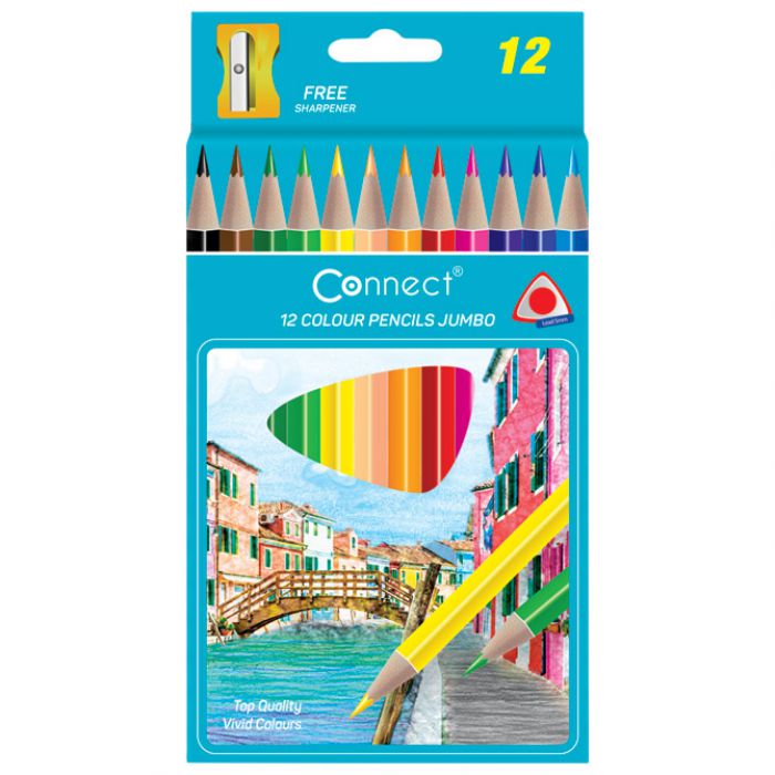 BOJE DRVENE  12BOJA JUMBO TROKUTASTE PLUS ŠILJILO CONNECT BLISTER