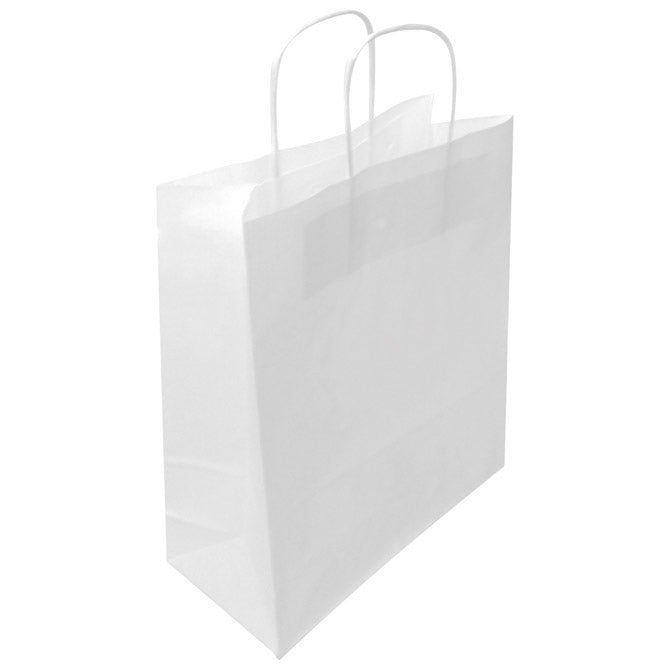 Okrasne vrečke natron 32x41x12cm pletene ročaji pk50 dolge bele