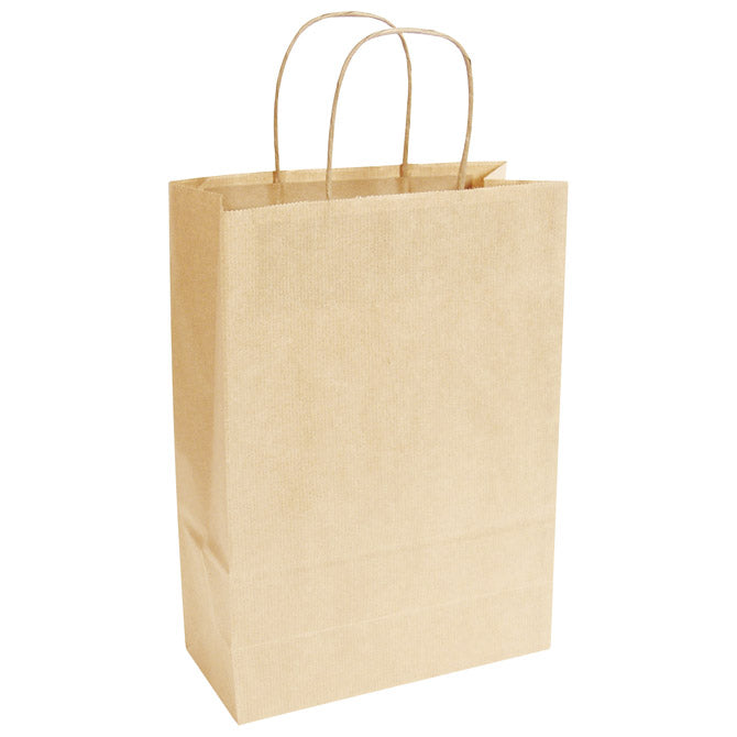 Okrasne vrečke natron 32x41x12cm pletene ročaji pk50 dolge rjave