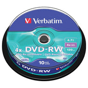 DVD-RW 4,7/120 4X SPINDL MAT SILVER PK10 VERBATIM 43552!!