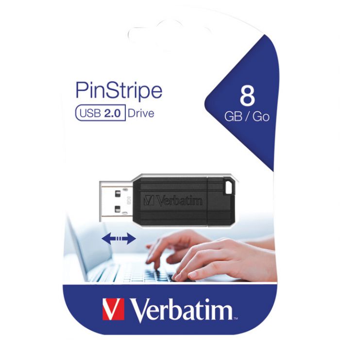 Memorija USB 8GB 2.0 PinStripe Verbatim 49062 crna blister
