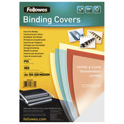KORICE ZA SPIRALNI UVEZ 150MY PVC A4 PK100 FELLOWES 5376001 PROZIRNE