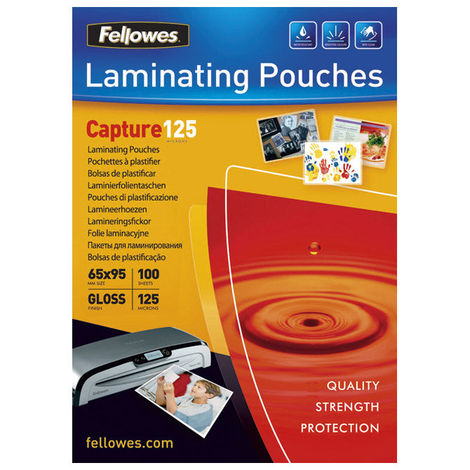 FOLIJA ZA PLASTIFICIRANJE 125MY 65X95MM SIJAJNA PK100 FELLOWES 5306702