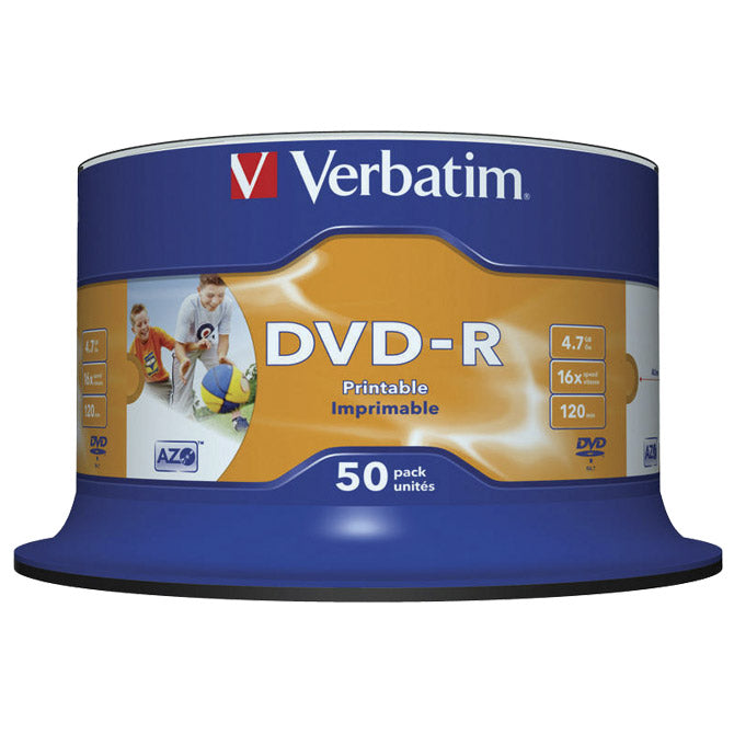 DVD-R 4,7/120 16X SPINDL PRINTABLE PK50 VERBATIM 43533