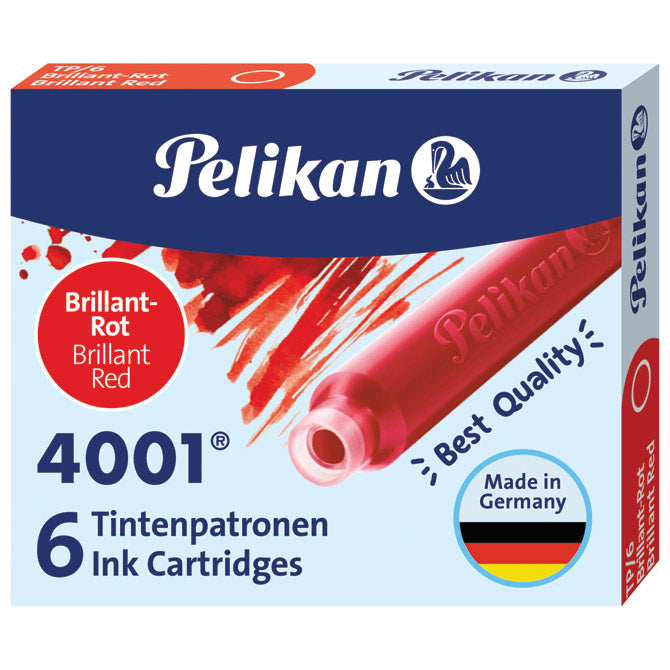 Patrone za nalivno pero pk6 4001 pelikan 301192 rdeča