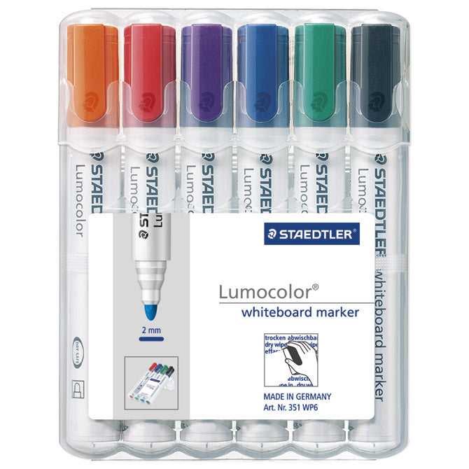 MARKER ZA BIJELU PLOČU 2MM PK6 RECIKLIRANI LUMOCOLOR STAEDTLER 351 WP6