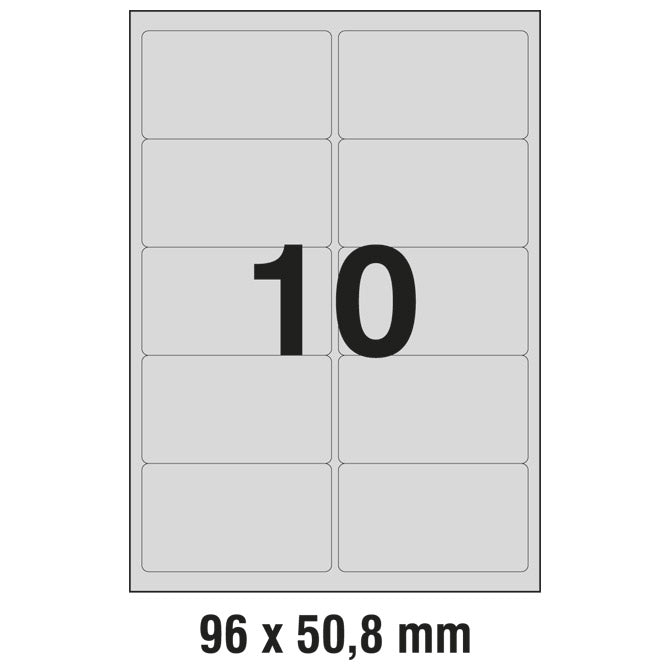 ETIKETE LASER 96X50,8MM POLIESTER PK20L ZWECKFORM L6012-20 SREBRNE