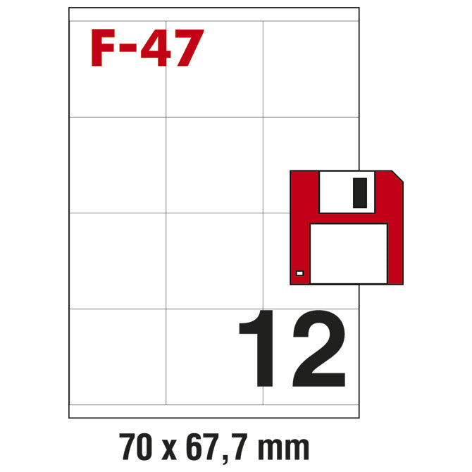 ETIKETE ILK ZA DISKETE 70X67,7MM PK100L FORNAX F-47