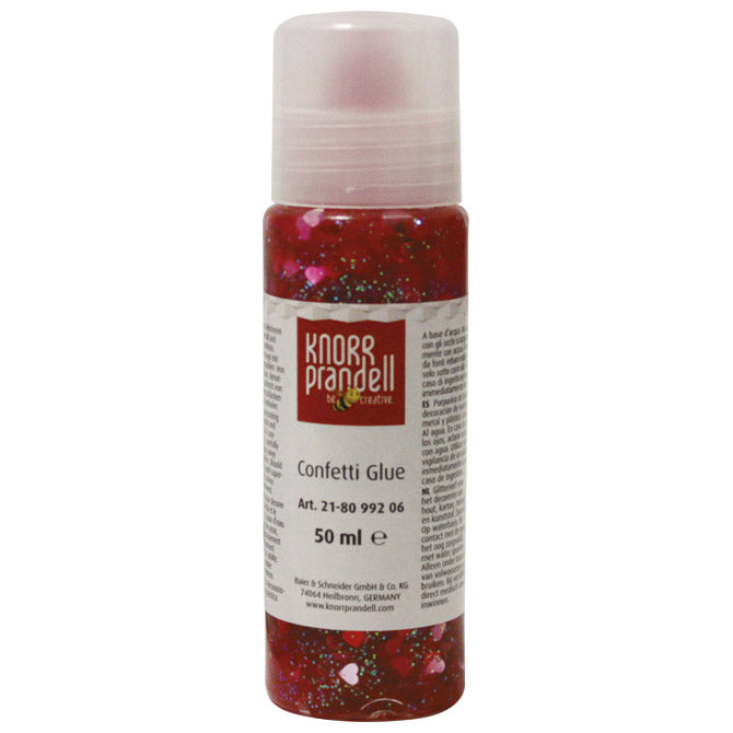 Lepilo z bleščicami konfetov 50ml srca knorr prandell 21-8099206 rdeče