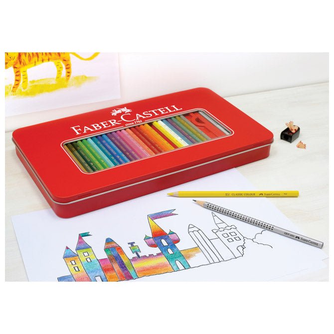 Barvice lesene 60barv kovinska škatla faber castell 115894
