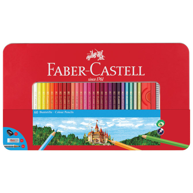Barvice lesene 60barv kovinska škatla faber castell 115894