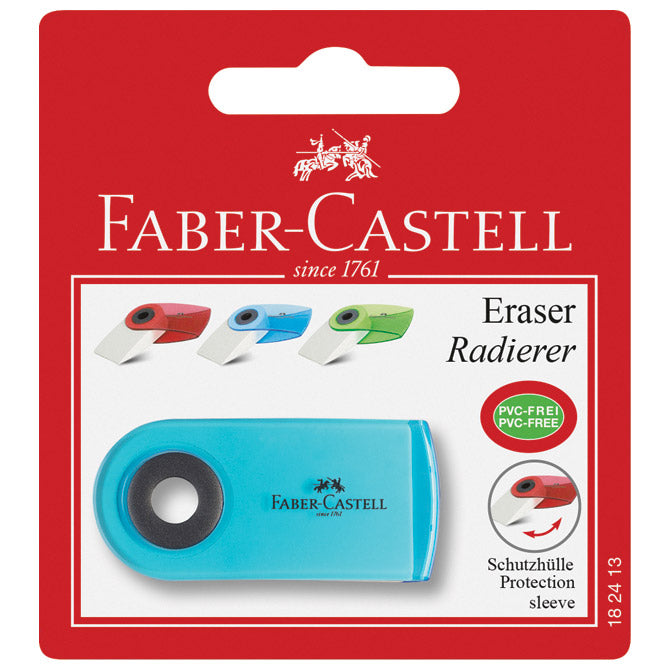 PLASTIČNA RADIRKA SLEEVE MINI FABER CASTELL 182413 BELO/PROZORNO SORTIRANO BLISTER-EOL!!