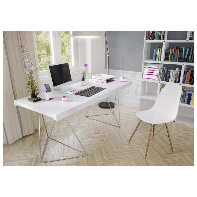 čaša za olovke pvc četvrtasta wow leitz 53631023 bijela/roza