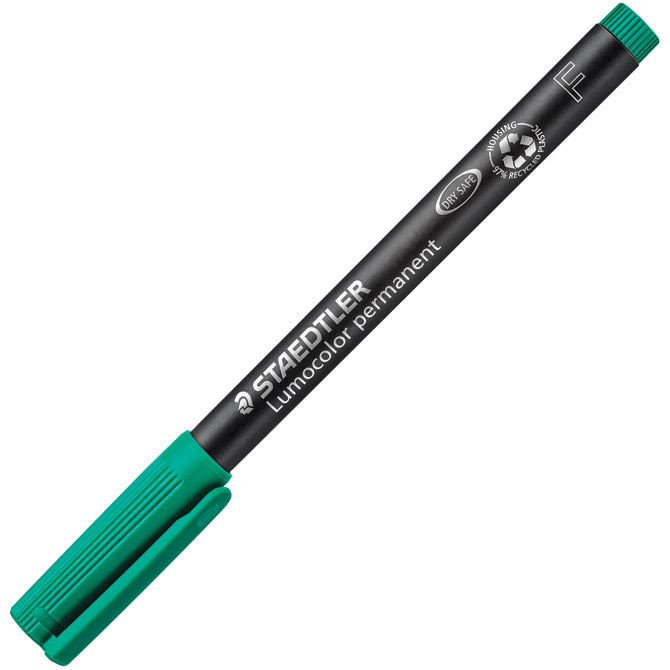 PERMANENTNI ALKOHOLNI OZNAČEVALNI PERO 0,6MM RECIKLIRAN LUMOCOLOR STAEDTLER 318-5 ZELENA