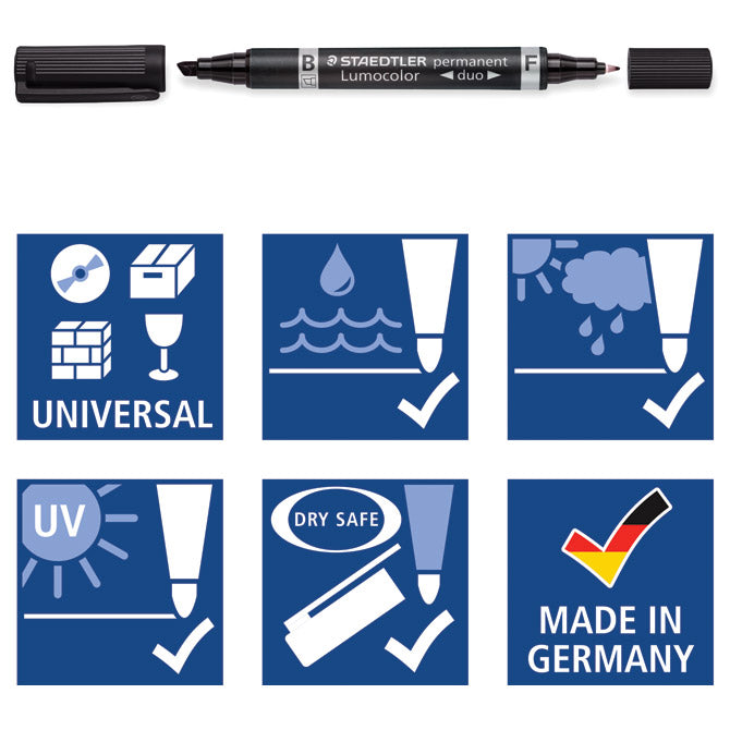 Marker permanentni obostrani 0,6 i 1,5mm lumocolor staedtler 348-9 crni