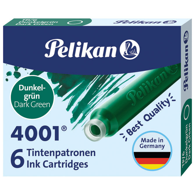 Črnilo za nalivnik kartuše pak6 4001 pelikan 300087 temno zelena