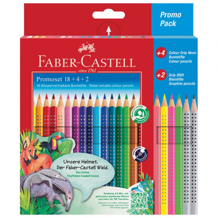 BOJE DRVENE  22BOJE GRIP 2001 PLUS 2OLOVKE GRAFITNE GRIP 2001 FABER-CASTELL 201540