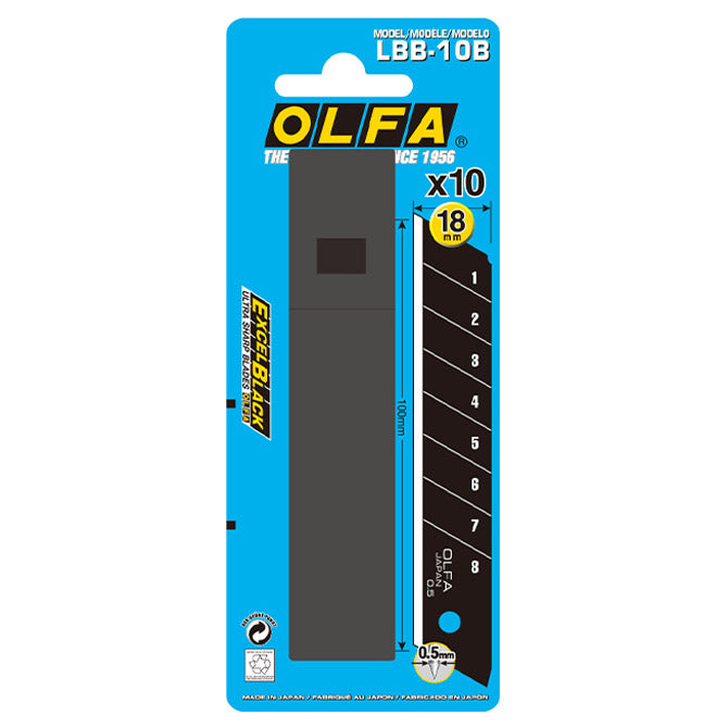 NOŽ ZA SKALPEL 18MM PK10 OLFA LBB-10B CRNI BLISTER